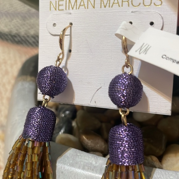 💜💛GEAUX TIGERS 💛💜 PURPLE & GOLD STATEMENT EARRINGS - Picture 3 of 8